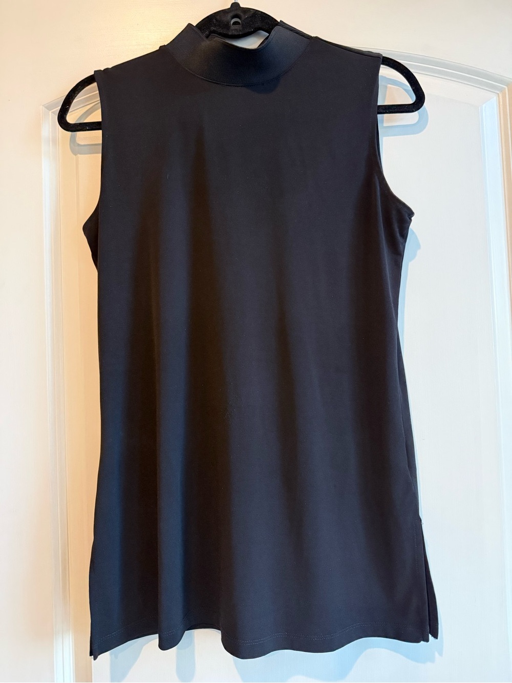 Susan Graver Sleeveless Mock Neck Tank Top - Black